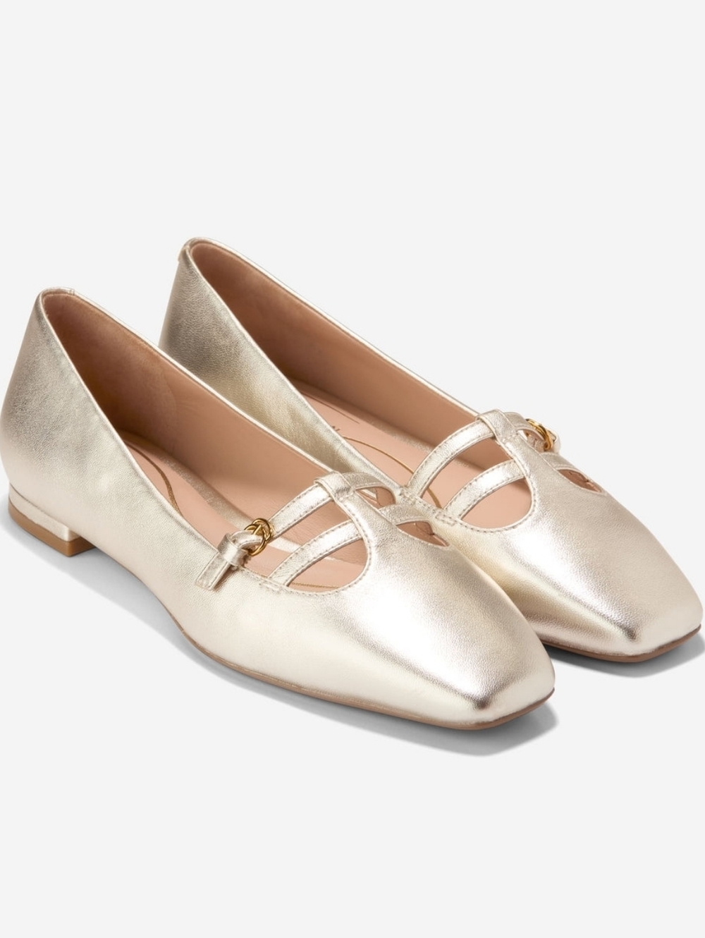 Cole Haan Brigid T-Strap Ballet Flat Gold Size 10